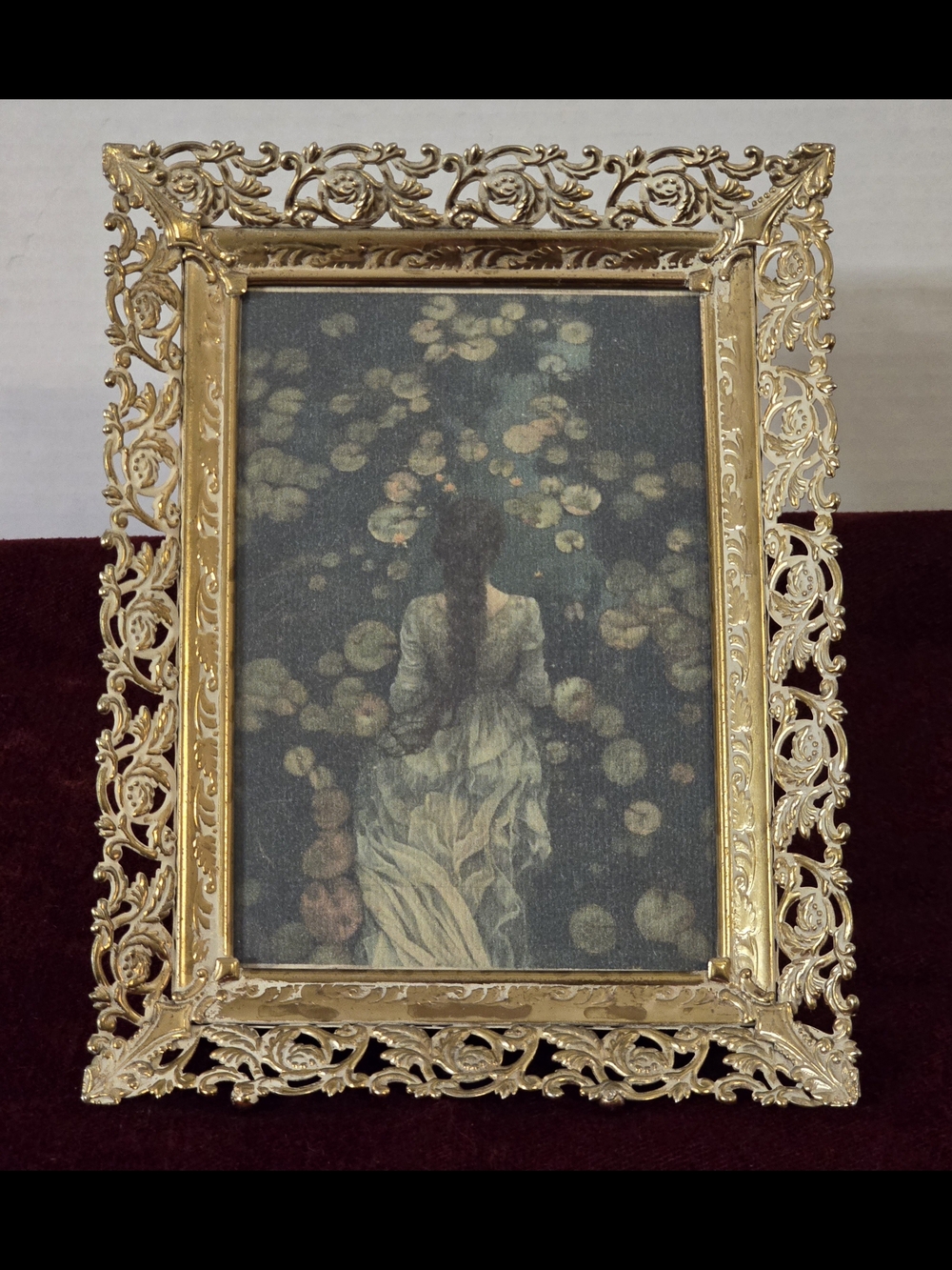 Vintage Ornate Gold Filigree Picture Frame Dark Academia Ophelia Art Print 5x7